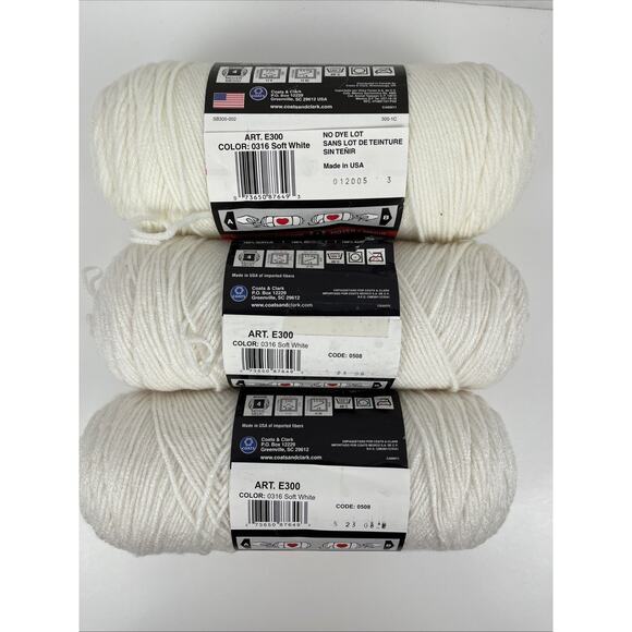Red Heart Super Saver Yarn Soft White E300-316 Lot Of 3 Various Weights - Picture 3 of 6